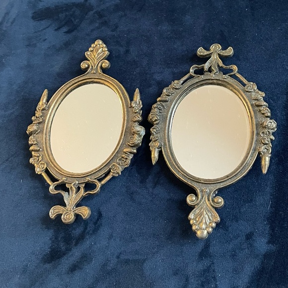 Pair of Italian brass mirrors Hollywood regency - Picture 2 of 4